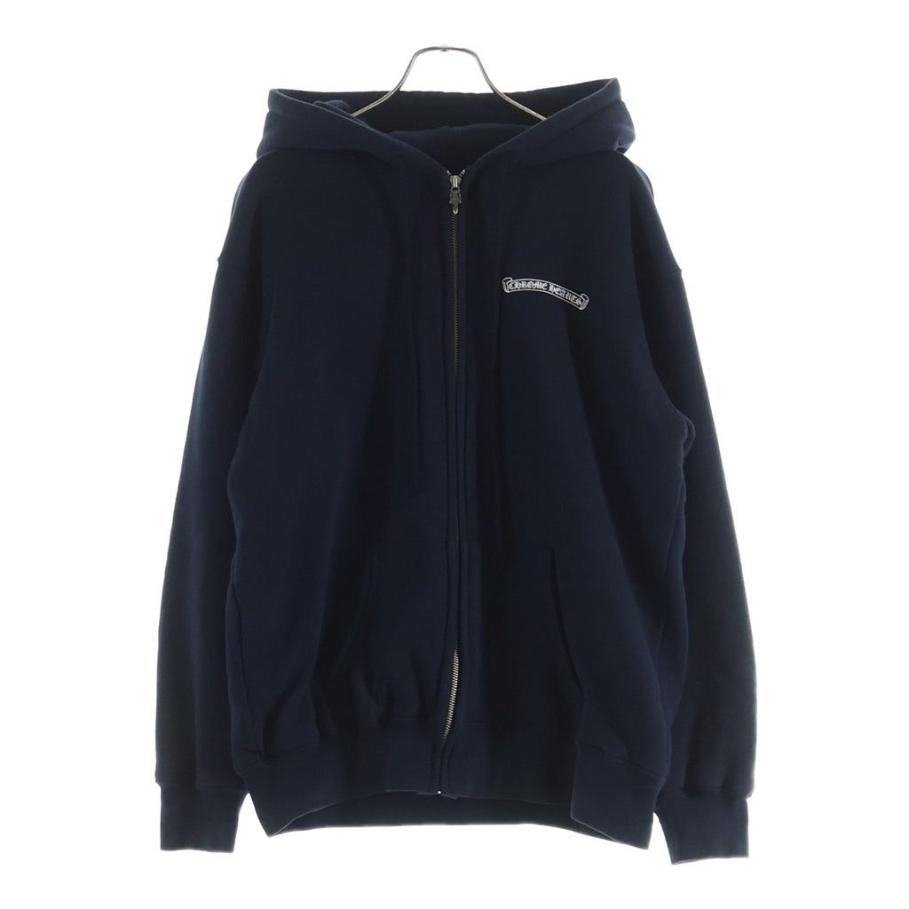 CHROME HEARTS(クロムハーツ) OLD BACK FLARE バックフレア スクロールラベルプリント裏地サーマル ダガージップアップパーカー フーディ ブラック