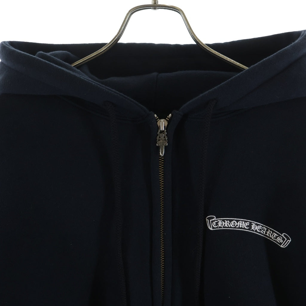 CHROME HEARTS(クロムハーツ) OLD BACK FLARE バックフレア スクロールラベルプリント裏地サーマル ダガージップアップパーカー フーディ ブラック