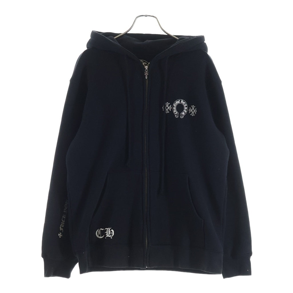 CHROME HEARTS(クロムハーツ) OLD HORSESHOE CH PLUS Zip Up Hoodie FUCK YOU ホースシュー CHプラス ファックユー ダガージップアップパーカー フーディ 裏地サーマル ブラック