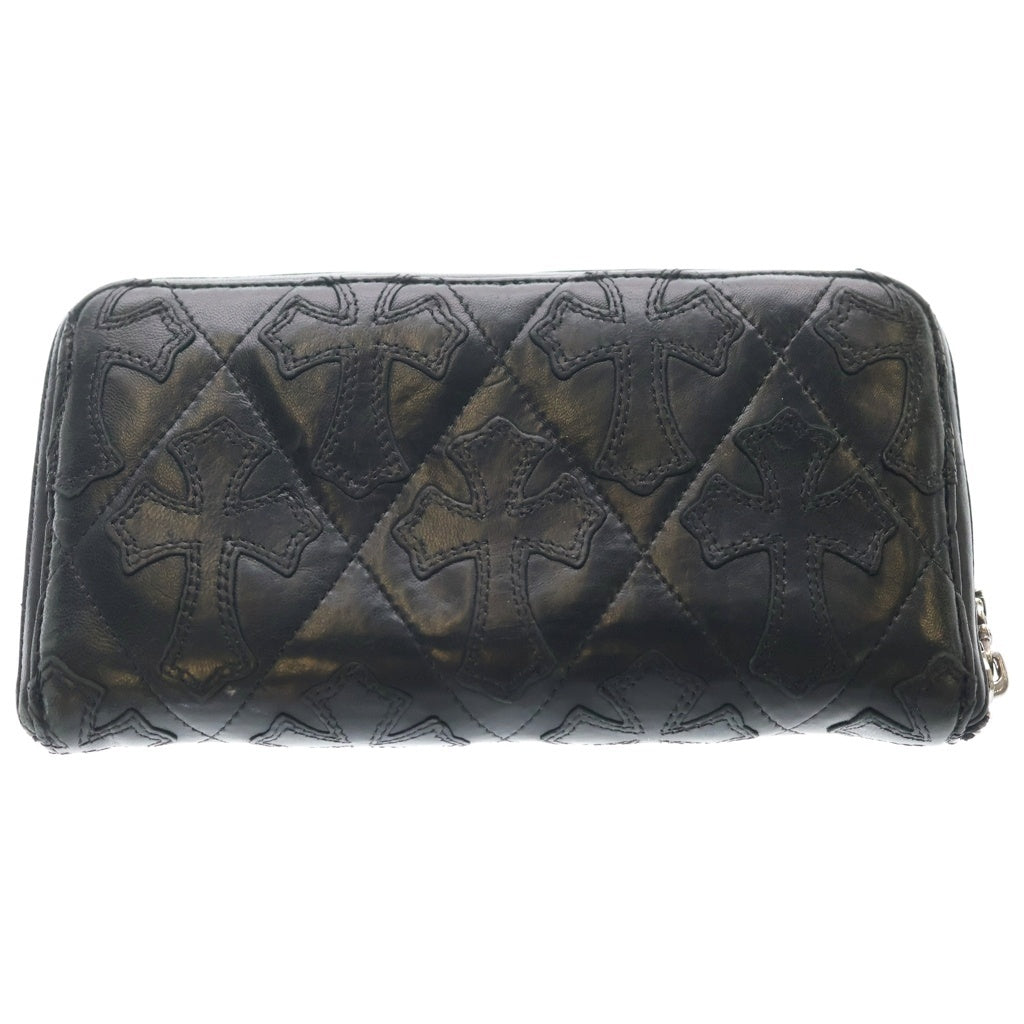 CHROME HEARTS(クロムハーツ) REC F ZIP QUILTED WALLET セメタリークロス キルティング レザーロングウォレット 長財布 ブラック