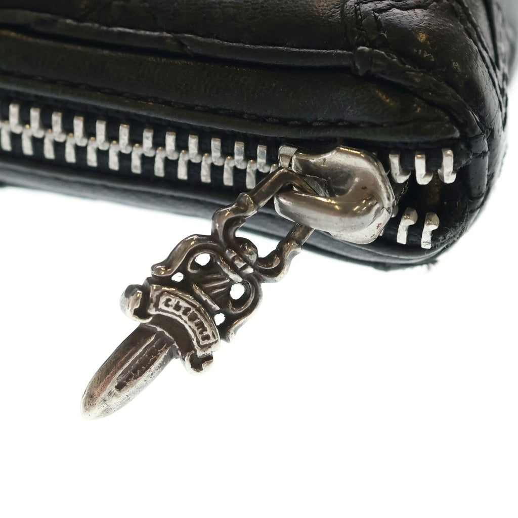 CHROME HEARTS(クロムハーツ) REC F ZIP QUILTED WALLET セメタリークロス キルティング レザーロングウォレット 長財布 ブラック