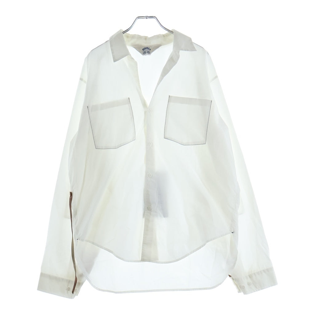 SUNSEA(サンシー) 22SS COTTON JOHNNY.D SHIRT コットン ジョニーD ポケットステッチ 長袖シャツ ホワイト 22S14