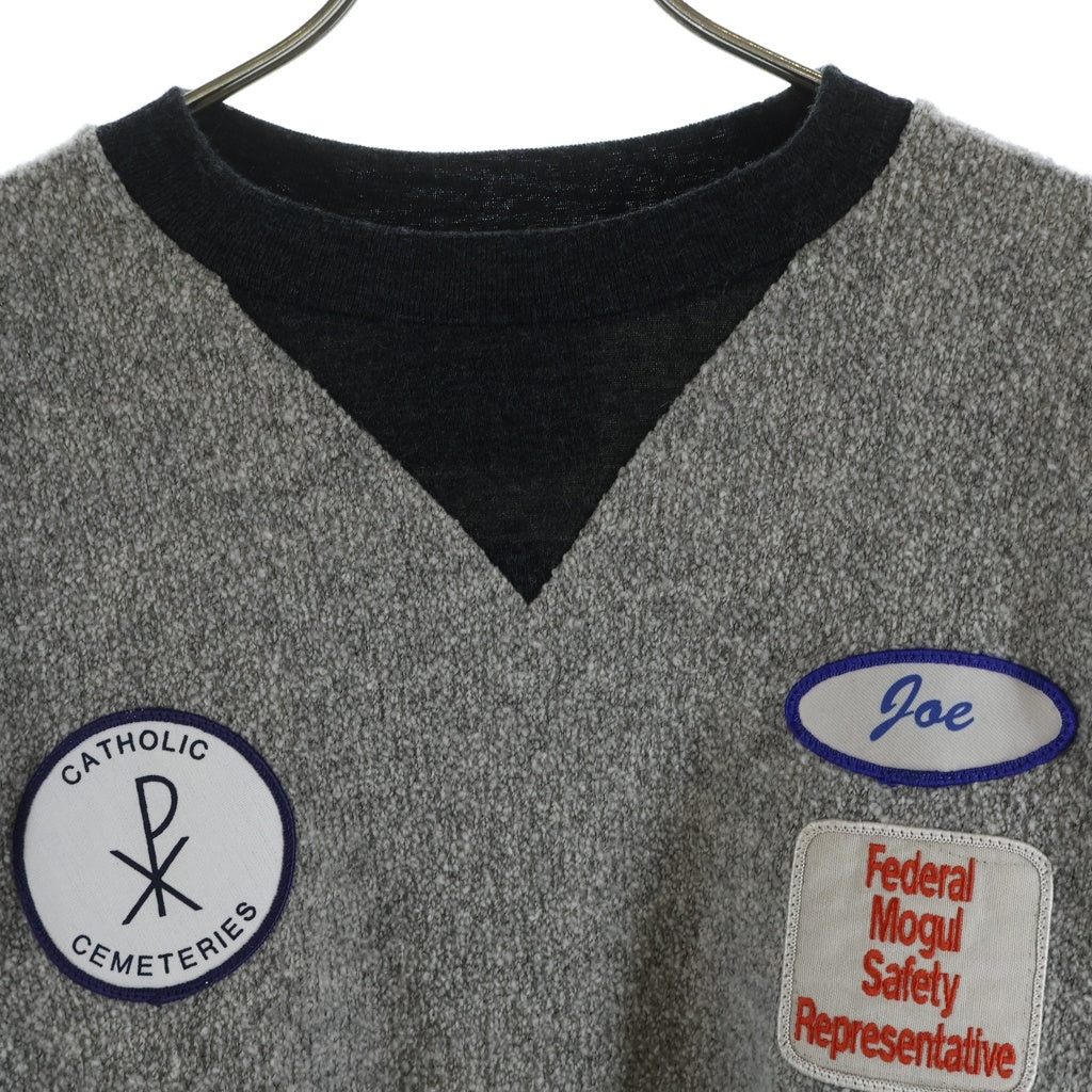 SUNSEA(サンシー) 23AW PILE SWEATSHIRT パイル パッチワーク スウェットシャツ トレーナー グレー SUNSEA2810