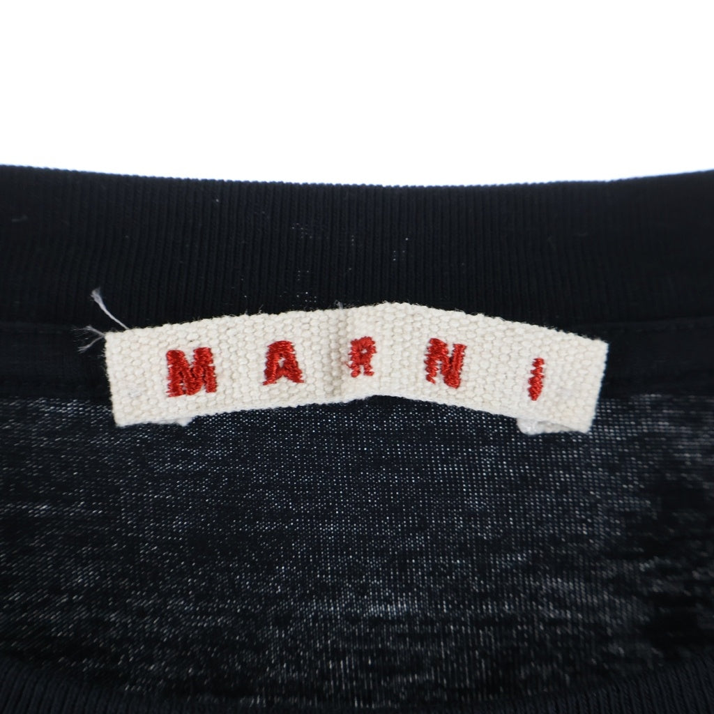 MARNI(マルニ) 24AW ORGANIC COTTON JERSEY PAINT LOGO L/S TEE オーガニック コットン ロゴガッシュプリント 長袖Tシャツ カットソー ブラック THJE0294P1