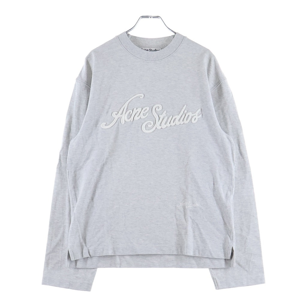 Acne Studios(アクネ ストゥディオズ) コットン 3D ロゴエンブロイダリー コットン 長袖Tシャツ カットソー グレー CL0369