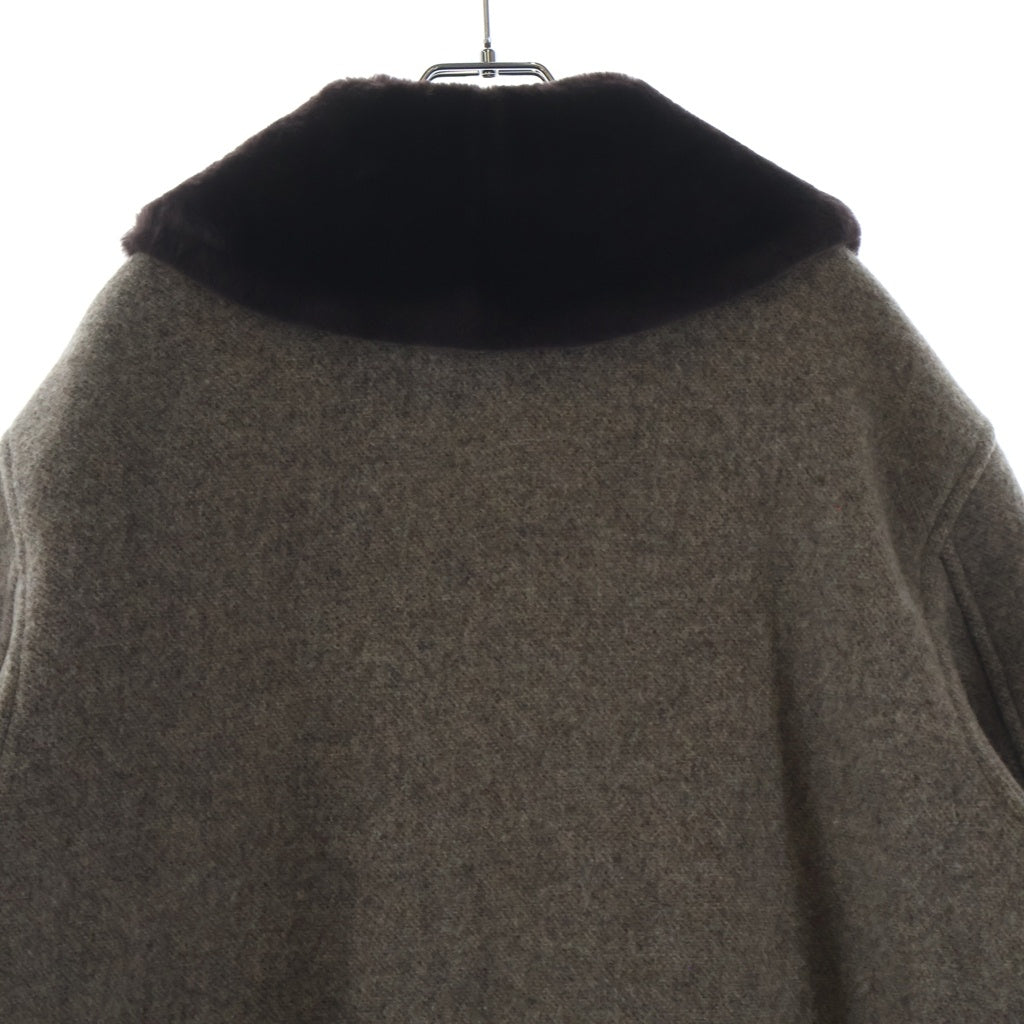 miumiu(ミュウミュウ) 25AW SHETLAND PADDED BLOUSON シェットランド 裏地キルティング ウールジップアップブルゾン ブラウン ML1363