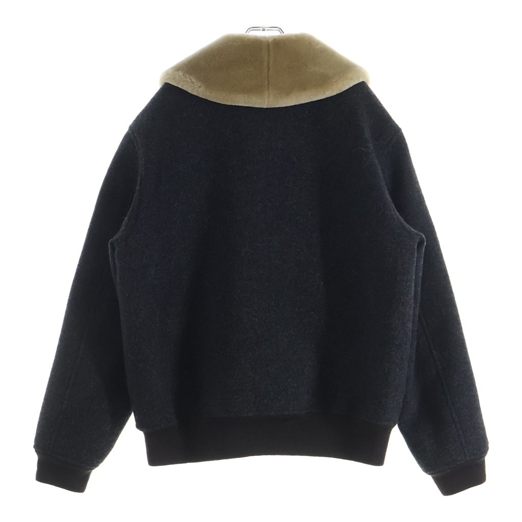 miumiu(ミュウミュウ) 25AW SHETLAND PADDED BLOUSON シェットランド 裏地キルティング ウールジップアップブルゾン グレー ML1363
