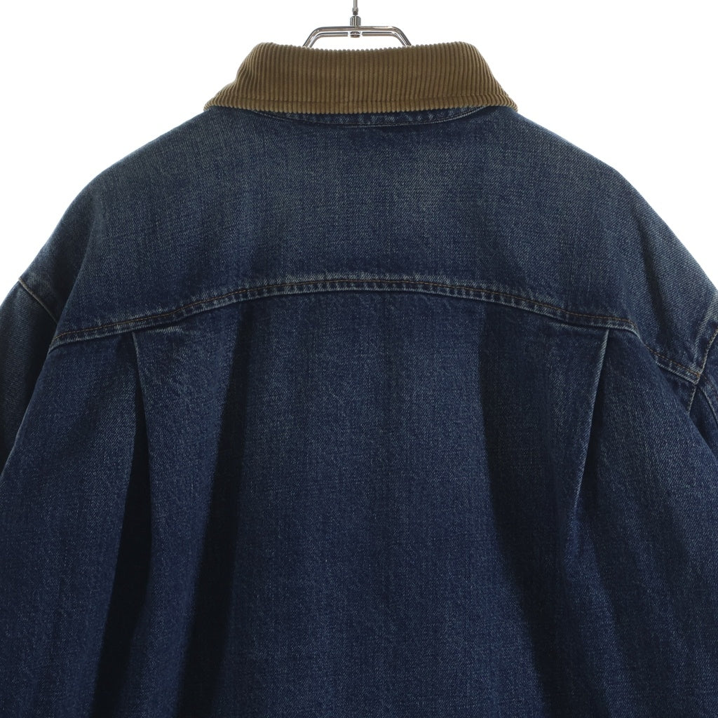 miumiu(ミュウミュウ) 25SS DENIM DOWN JACKET 胸ロゴ刺繍 襟コーデュロイ デニムダウンジャケット インディゴ GWB234