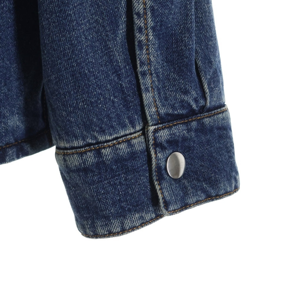 miumiu(ミュウミュウ) 25SS DENIM DOWN JACKET 胸ロゴ刺繍 襟コーデュロイ デニムダウンジャケット インディゴ GWB234