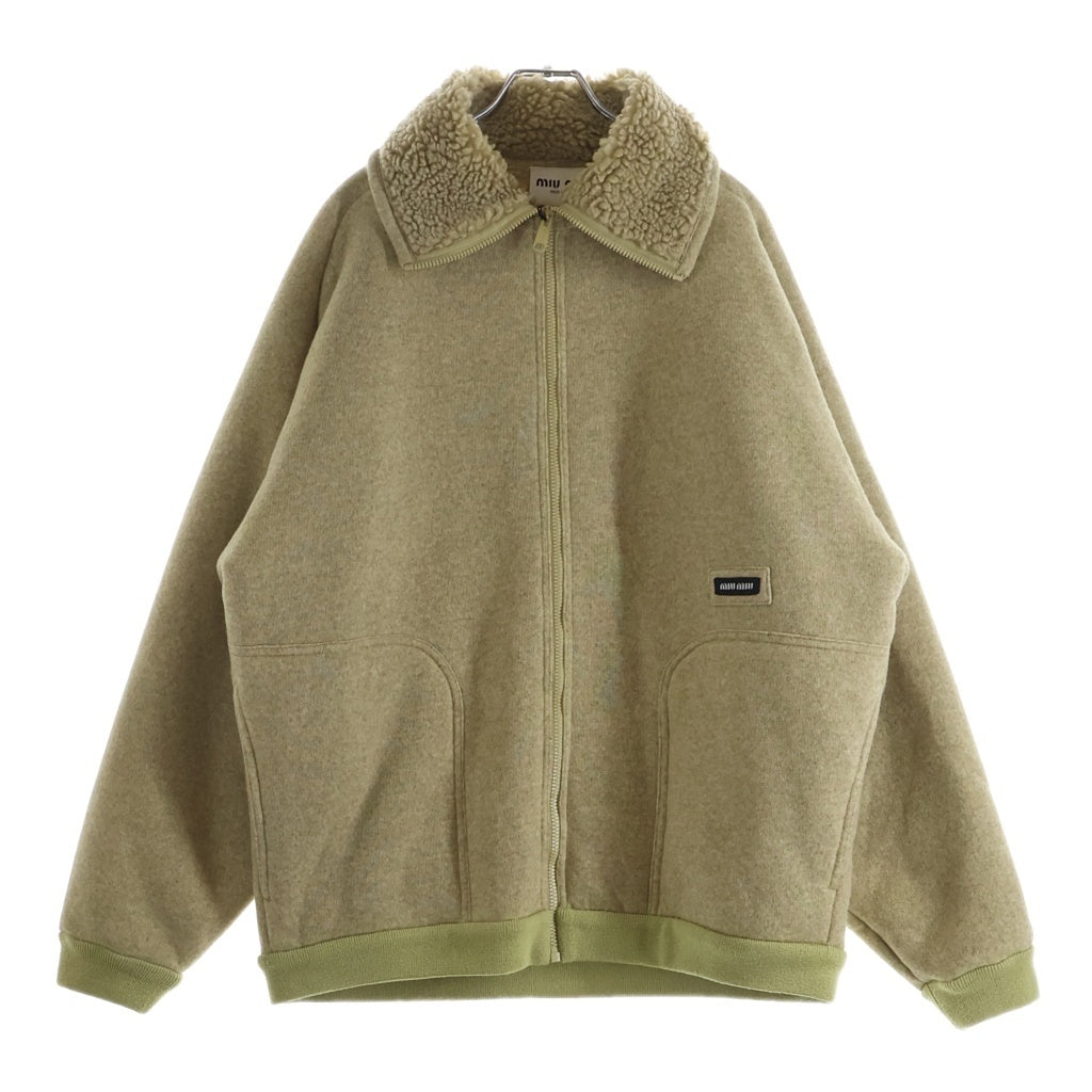miumiu(ミュウミュウ) 25AW COTTON FLEECE ZIPPER BLOUSON JACKET コットンフリース ジッパーブルゾンジャケット レディース ベージュ ML1369