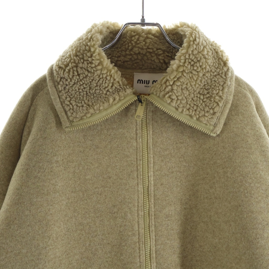 miumiu(ミュウミュウ) 25AW COTTON FLEECE ZIPPER BLOUSON JACKET コットンフリース ジッパーブルゾンジャケット レディース ベージュ ML1369