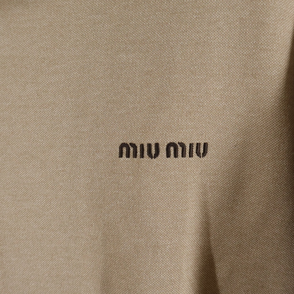 miumiu(ミュウミュウ) 25AW JERJEY ZIPPER SWEATSHIRT ジャージー スタンドカラー ジップアップスウェットジャケット ブラウン MJL980