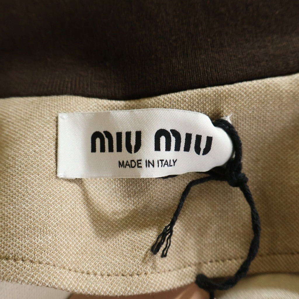miumiu(ミュウミュウ) 25AW JERJEY ZIPPER SWEATSHIRT ジャージー スタンドカラー ジップアップスウェットジャケット ブラウン MJL980