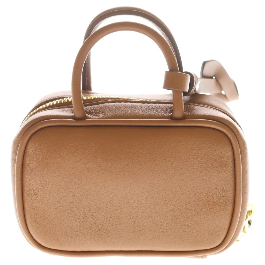 miumiu(ミュウミュウ) BEAU LEATHER MICRO-BAG ボー ロゴエンボス加工 マイクロバック レザーチャーム キーホルダー ブラウン 5NR036 2F8W F0046 レディース