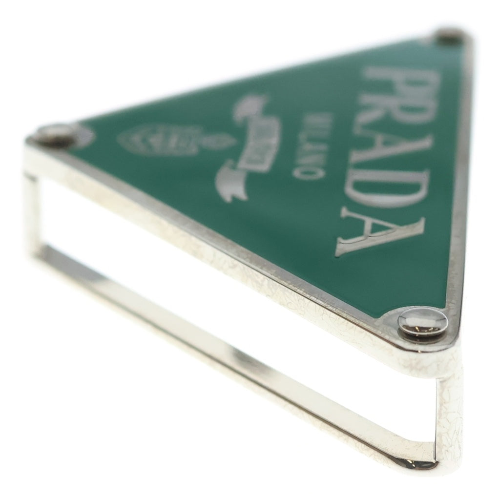 PRADA(プラダ) TRIANGLE LOGO METAL BELT BUCKLE トライアングルロゴ メタルベルトバックル グリーン 2CF014 レディース