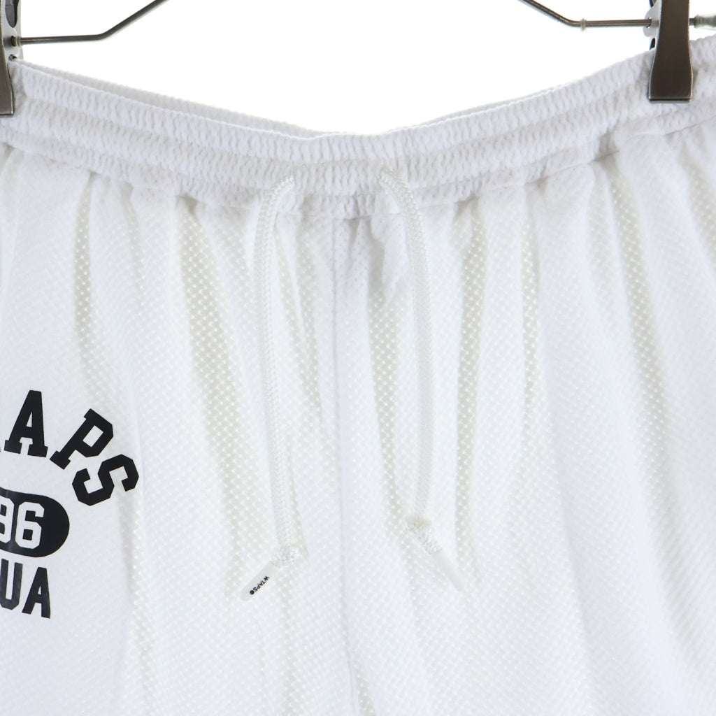 WTAPS(ダブルタップス) 25SS WUS SHORTS POLY ロゴプリント メッシューショーツ ハーフパンツ ホワイト 251ATDT-CSM28