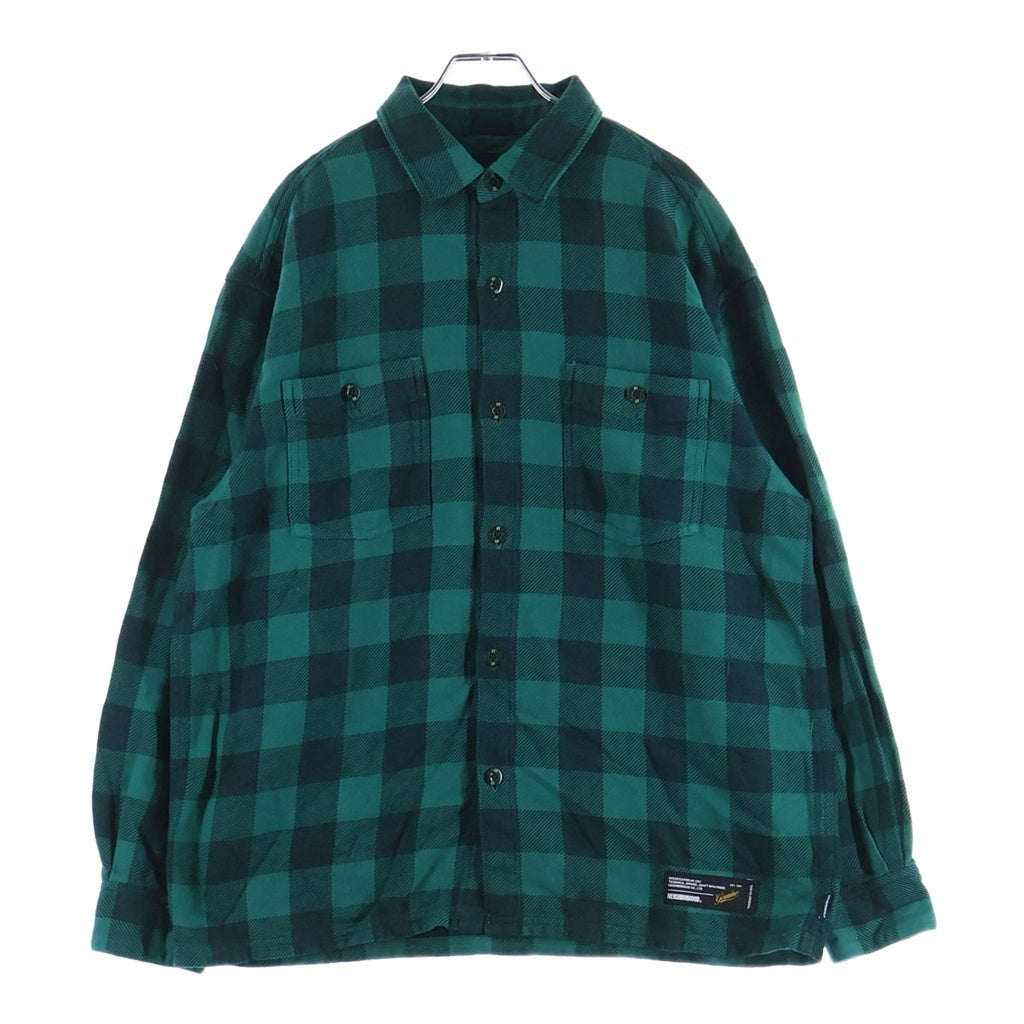 NEIGHBORHOOD(ネイバーフッド) 26SS GARMENT DYED BLOCK CHECK SHIRT LS ガーメントダイ ブロックチェック 長袖コットンシャツ グリーン 261AQNH-SHM03