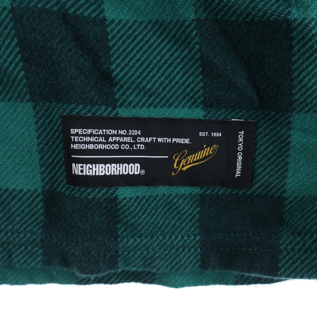 NEIGHBORHOOD(ネイバーフッド) 26SS GARMENT DYED BLOCK CHECK SHIRT LS ガーメントダイ ブロックチェック 長袖コットンシャツ グリーン 261AQNH-SHM03