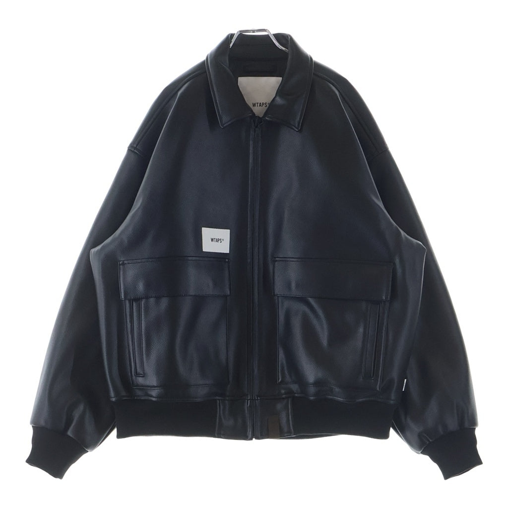 WTAPS(ダブルタップス) 24AW WA2 / JACKET /SYNTHETIC シンセティックレザー A-2タイプ ジップアップフライトジャケット ブラック 242CWDT-JKM04
