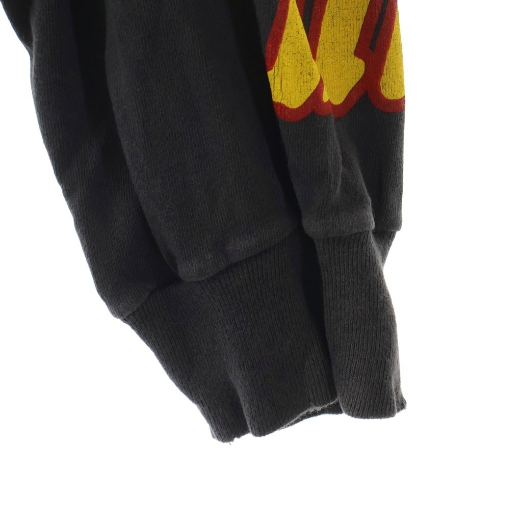 SAINT MICHAEL(セントマイケル) 24AW LS TEE / SOUL ON FIRE ヴィンテージ加工 両面プリントTシャツ 長袖クルーネックカットソー ブラック SM-YS1-0000-012