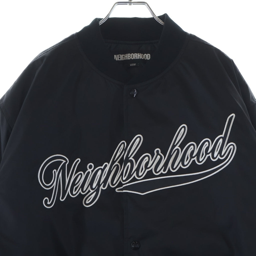 NEIGHBORHOOD(ネイバーフッド) 25AW BASEBALL JACKET フロントロゴ刺繍 ベースボールジャケット 中綿ブルゾン ブラック 252TSNH-JKM04
