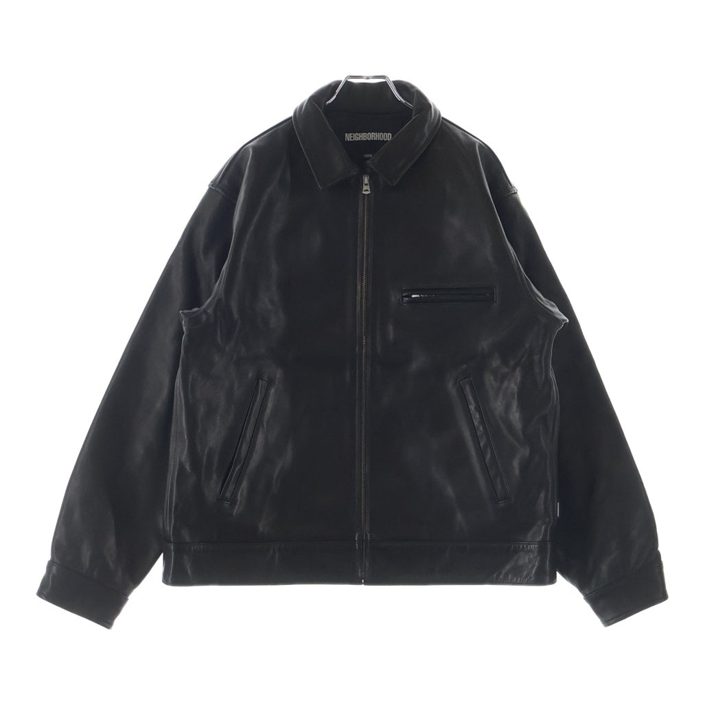 NEIGHBORHOOD(ネイバーフッド) 26SS LEATHER SPORTS JACKET レザースポーツジャケット カウレザー ジップアップブルゾン ブラック 261SZNH-JKM01