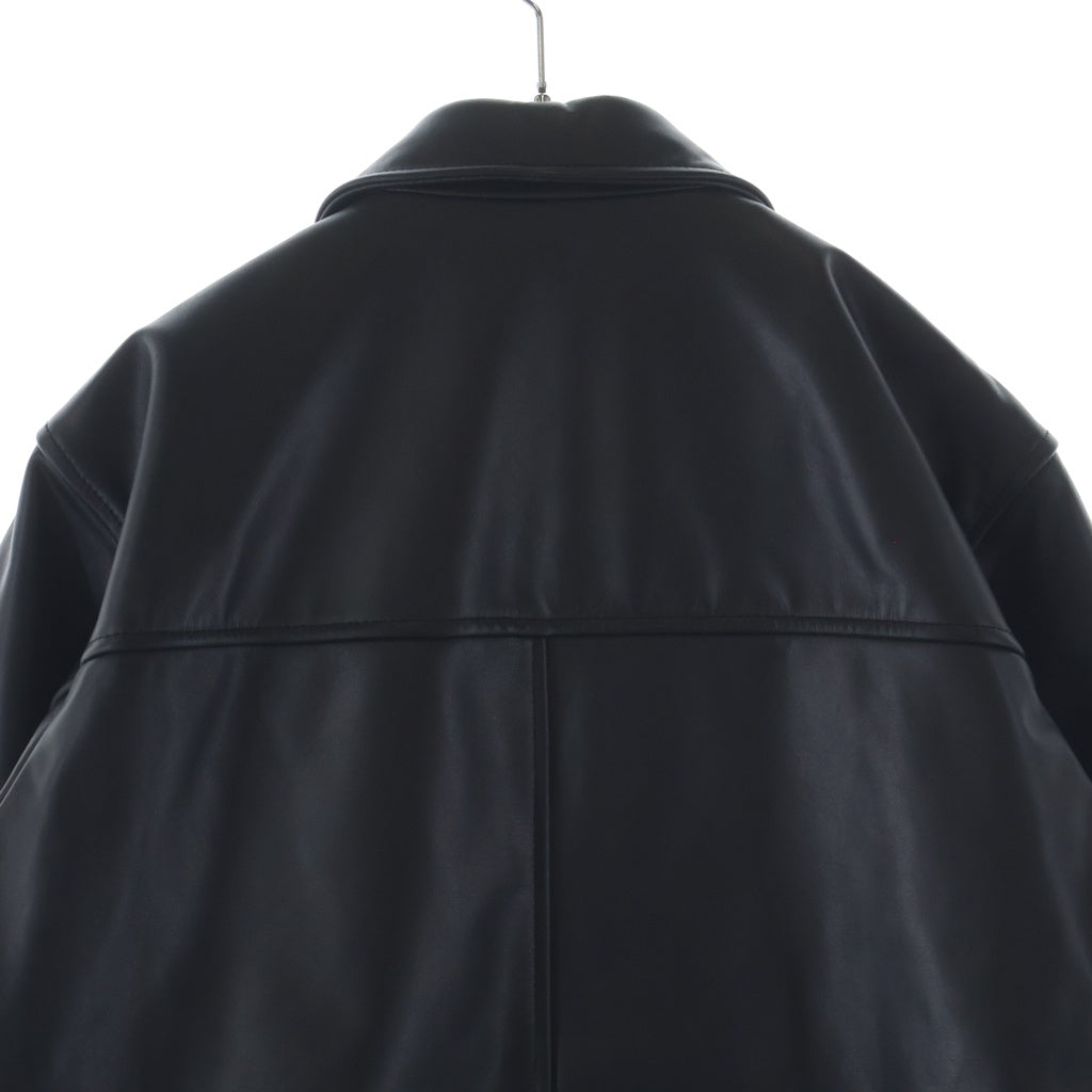 STUSSY(ステューシー) LEATHER BING JACKET カウレザー ロゴエンブロイダリー シングルライダース レザージャケット ブラック 115668