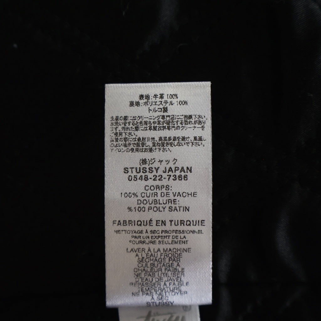 STUSSY(ステューシー) LEATHER BING JACKET カウレザー ロゴエンブロイダリー シングルライダース レザージャケット ブラック 115668