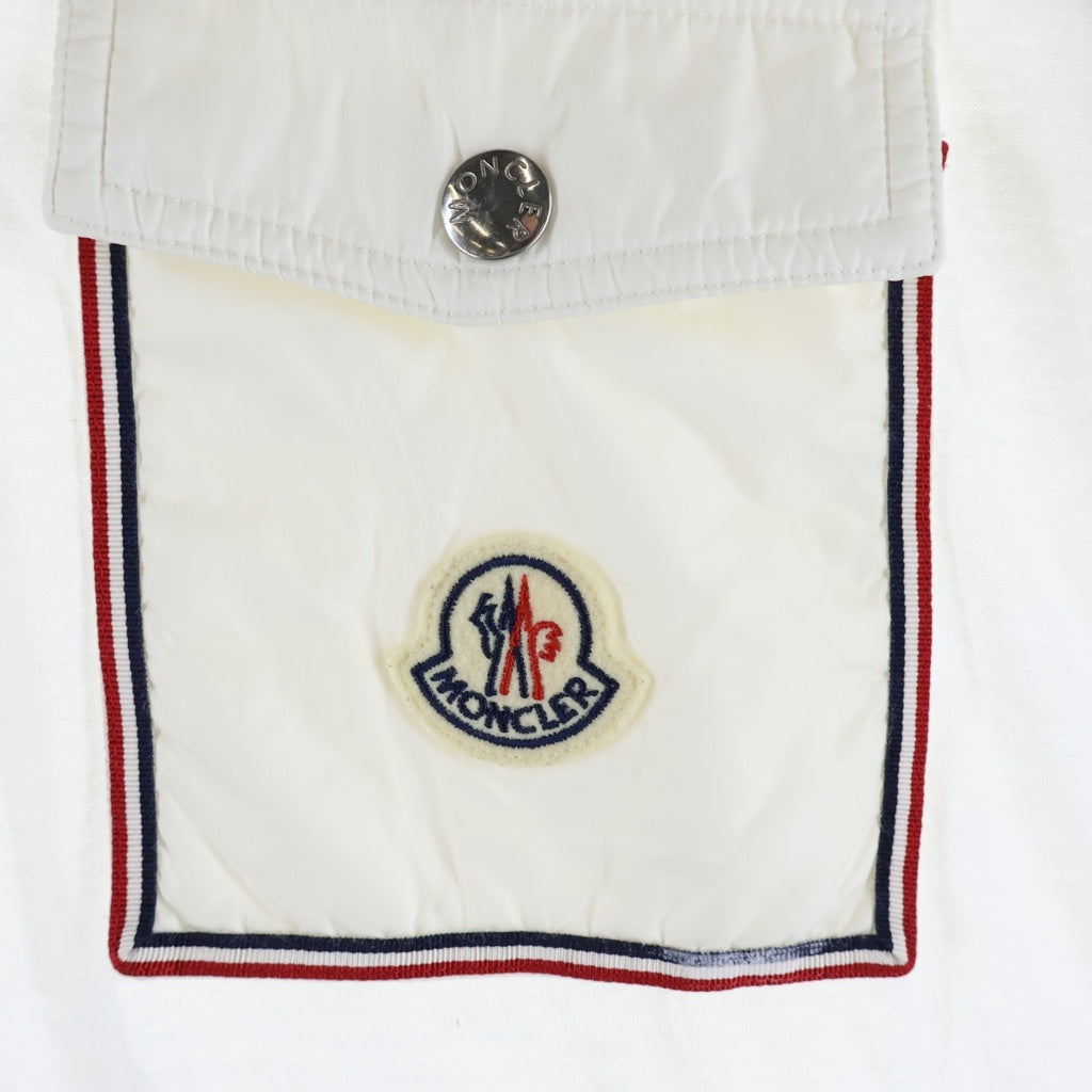 MONCLER(モンクレール) 22SS SS T-SHIRT トリコロール 胸ポケット ロゴエンブロイダリー クルーネック 半袖Tシャツ カットソー ホワイト H10918C00048 8390Y