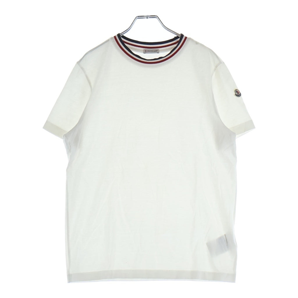 MONCLER(モンクレール) 18SS MAGLIA T-SHIRT マグリア 袖ロゴエンブロイダリー トリコロール クルーネック 半袖Tシャツ カットソー ホワイト D10918028300 8390Y