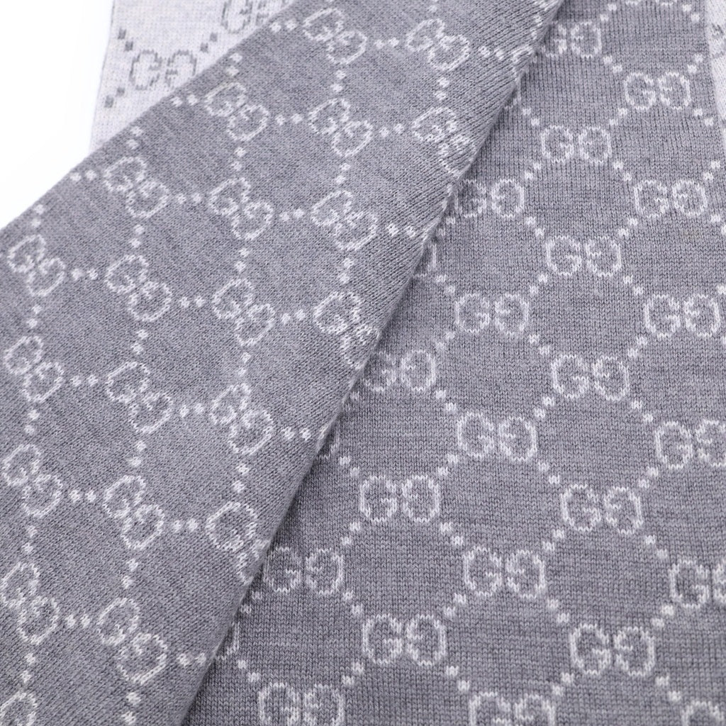 GUCCI(グッチ) GGロゴ 総柄 ウール ストール マフラー グレー 325806 レディース