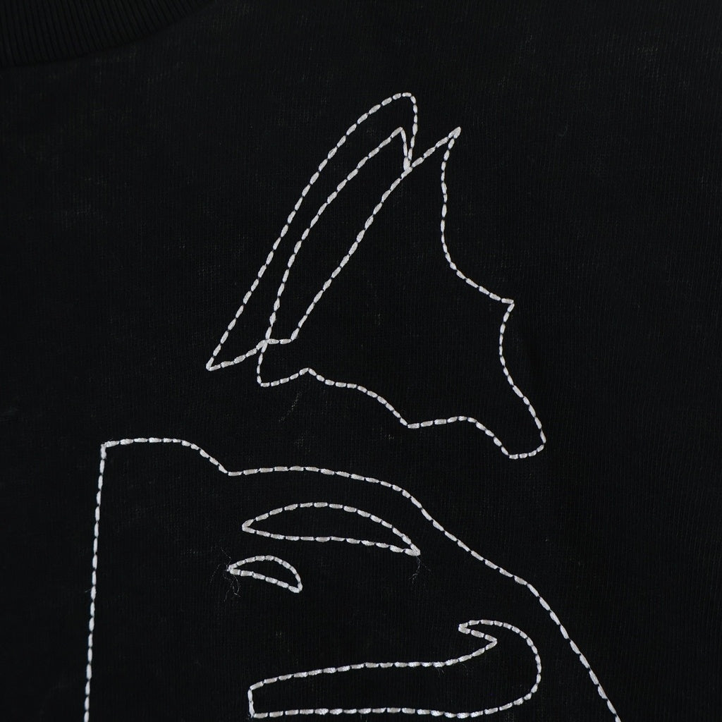 AWAKE NY(アウェイク ニューヨーク) 25AW ×VANSON BONES WAFFLE T‐SHIRT バンソン ボーンズ ワッフル クルーネック長袖Tシャツ カットソー ブラック/ホワイト