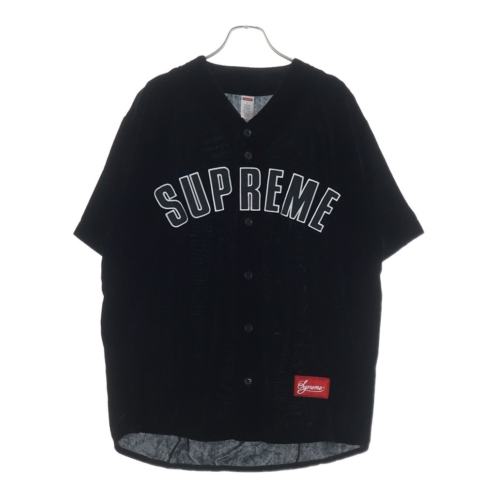 SUPREME(シュプリーム) 25SS Velvet Baseball Jersey ベルベット ベースボール ジャージ 半袖フットボールシャツ ブラック