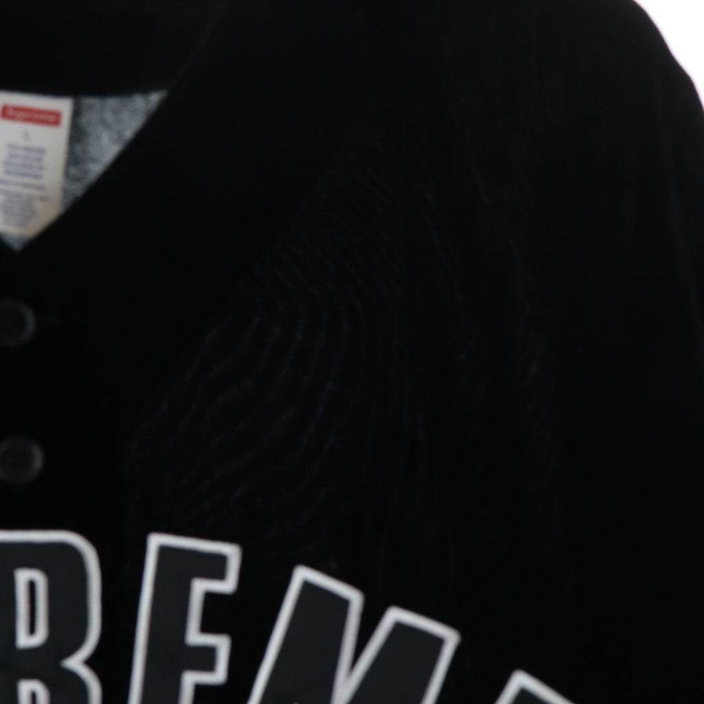 SUPREME(シュプリーム) 25SS Velvet Baseball Jersey ベルベット ベースボール ジャージ 半袖フットボールシャツ ブラック