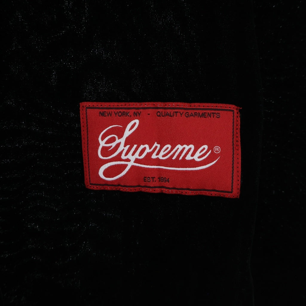 SUPREME(シュプリーム) 25SS Velvet Baseball Jersey ベルベット ベースボール ジャージ 半袖フットボールシャツ ブラック