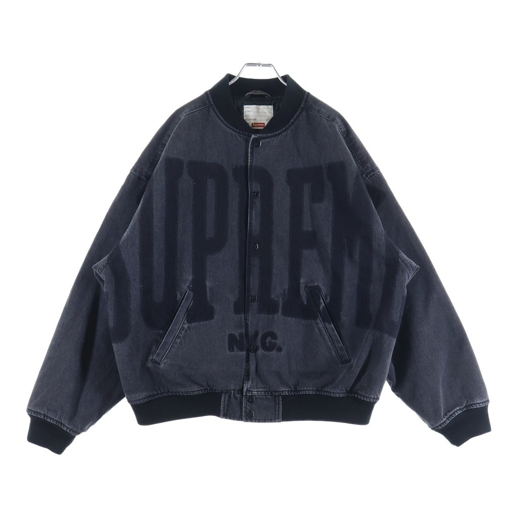 SUPREME(シュプリーム) 23SS Washed Knockout Denim Varsity Jacket ウォッシュド ノックアウト デニムバーシティジャケット スタジャン ブラック