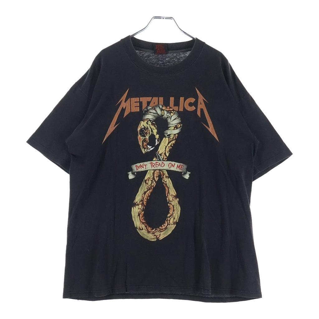 VINTAGE(ヴィンテージ) 90s VINTAGE METALLICA DON'T TREAD ON ME METALLICA TAG ヴィンテージ ドント トレッド オンミー メタリカ クルーネック半袖Tシャツ カットソー ブラック