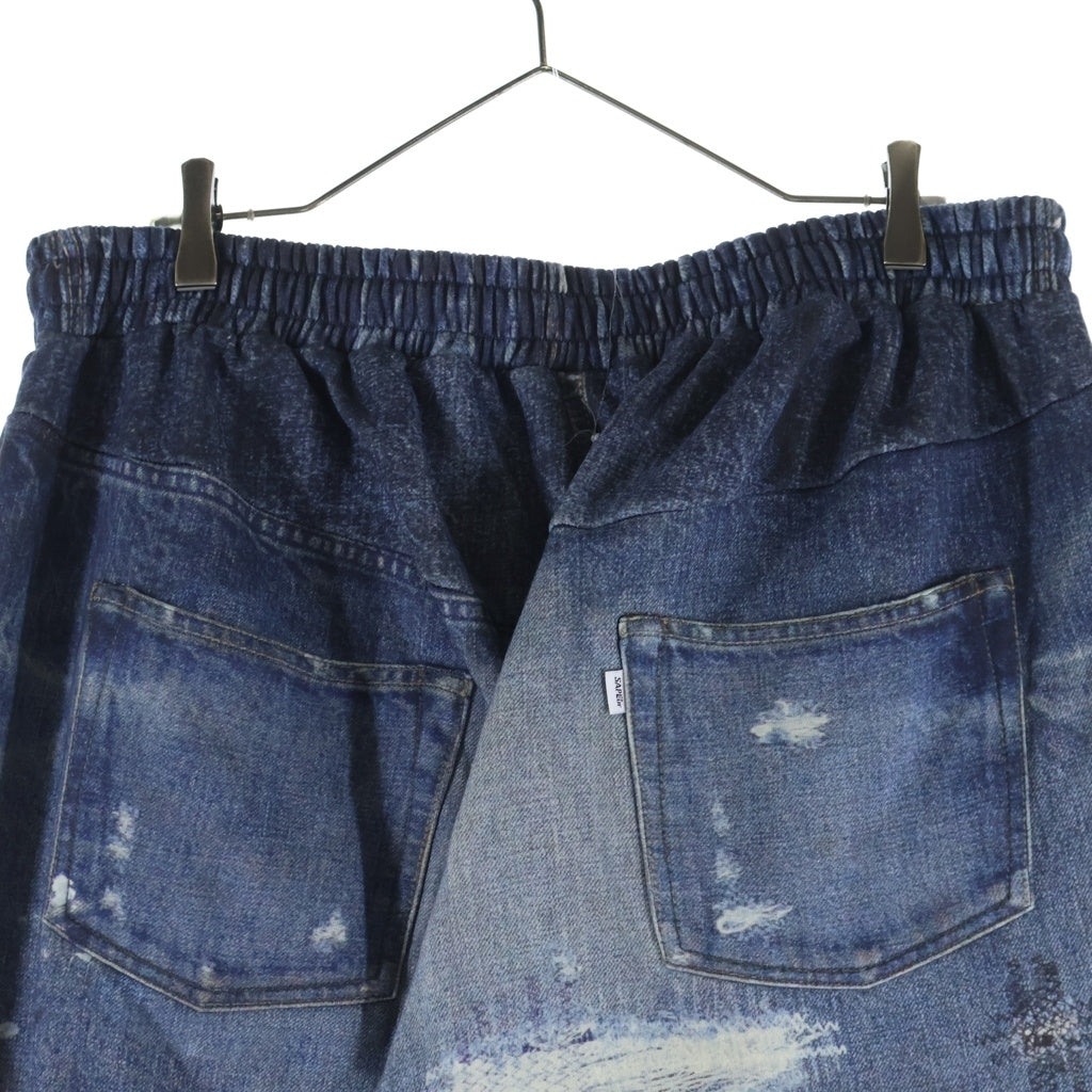 SAPEur(サプール) 5550XX SWEAT PANTS トロンプルイユスウェットパンツ ブルー A0025-001