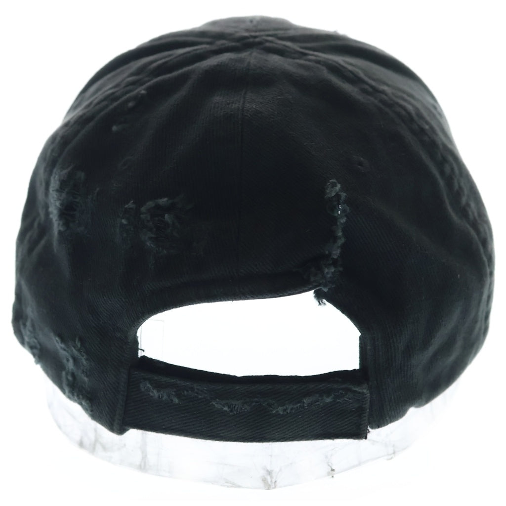 BALENCIAGA(バレンシアガ) Destroyed BB Pierced Cap デストロイ ピアス ロゴエンブロイダリー キャップ 帽子 ブラック 661887 410B2