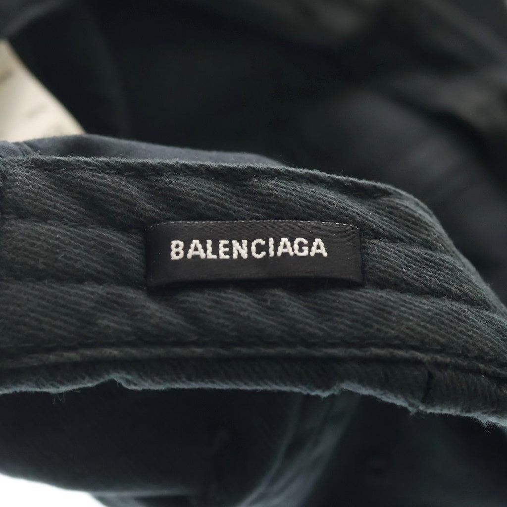 BALENCIAGA(バレンシアガ) Destroyed BB Pierced Cap デストロイ ピアス ロゴエンブロイダリー キャップ 帽子 ブラック 661887 410B2