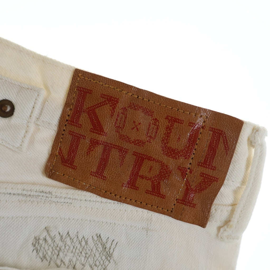 KAPITAL(キャピタル) KOUNTRY サルエル ダブルニー デニムショーツ ホワイト