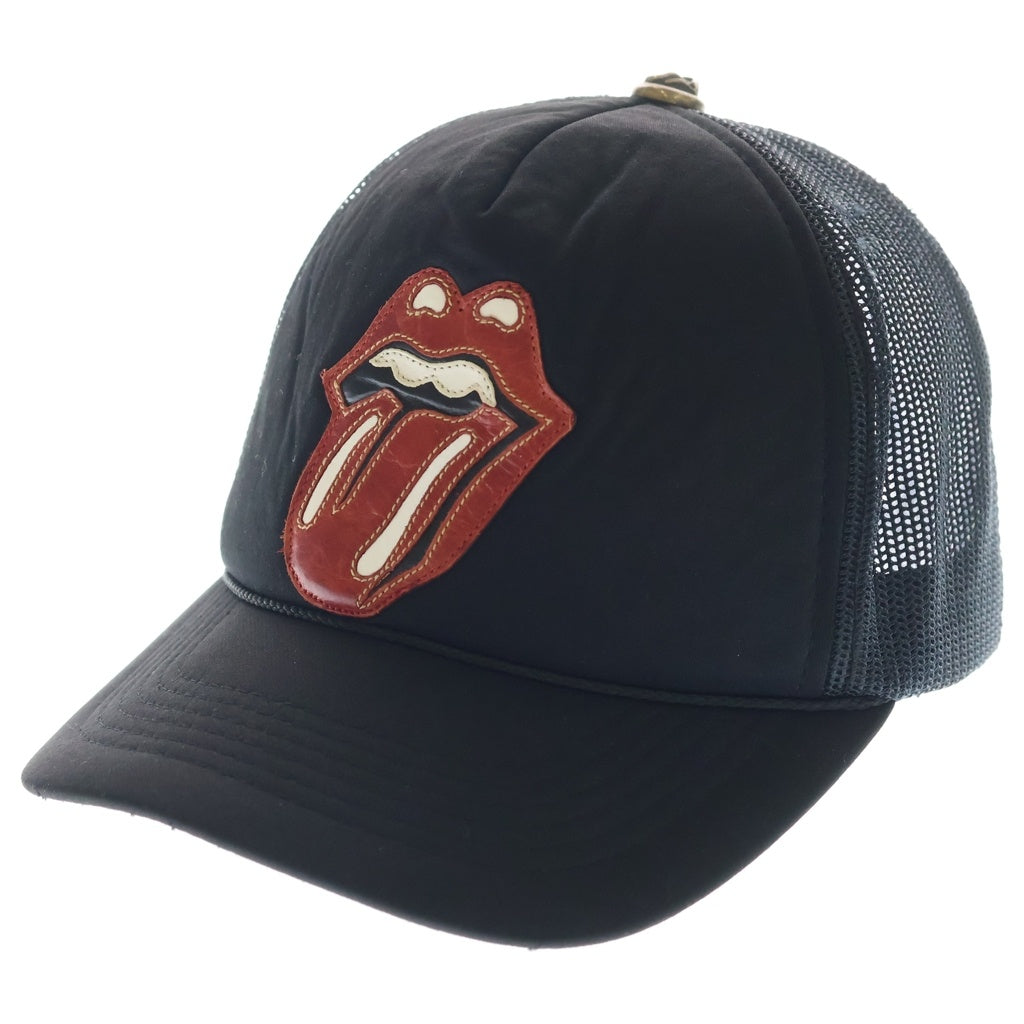 CHROME HEARTS(クロムハーツ) ×THE ROLLING STONES OLD TRUCKER CAP ローリングストーンズ オールド リップアンドタン クロスボール トラッカーキャップ 帽子 ブラック