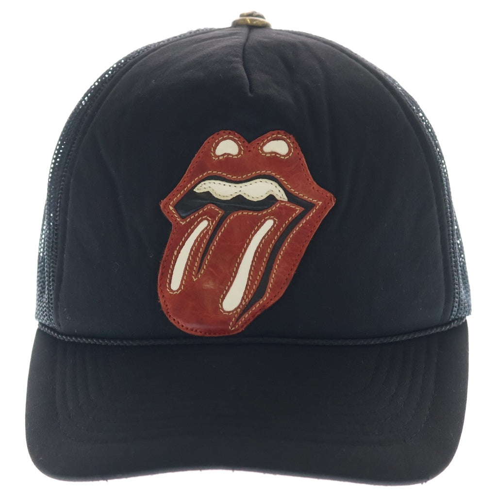 CHROME HEARTS(クロムハーツ) ×THE ROLLING STONES OLD TRUCKER CAP ローリングストーンズ オールド リップアンドタン クロスボール トラッカーキャップ 帽子 ブラック