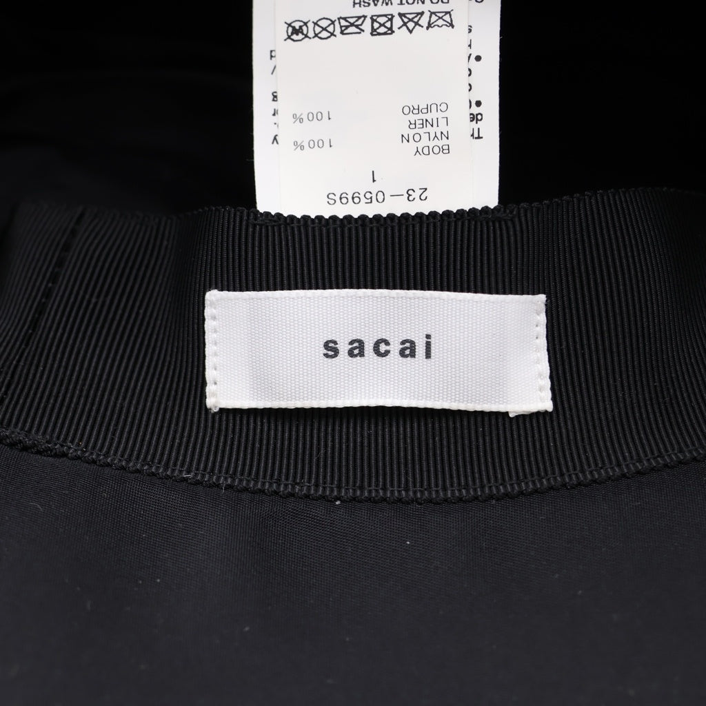 Sacai(サカイ) 23SS NYLON TWILL DOUBLE BRIM HAT ナイロンツイル ダブルブリム バケットハット 帽子 ブラック 23-559S