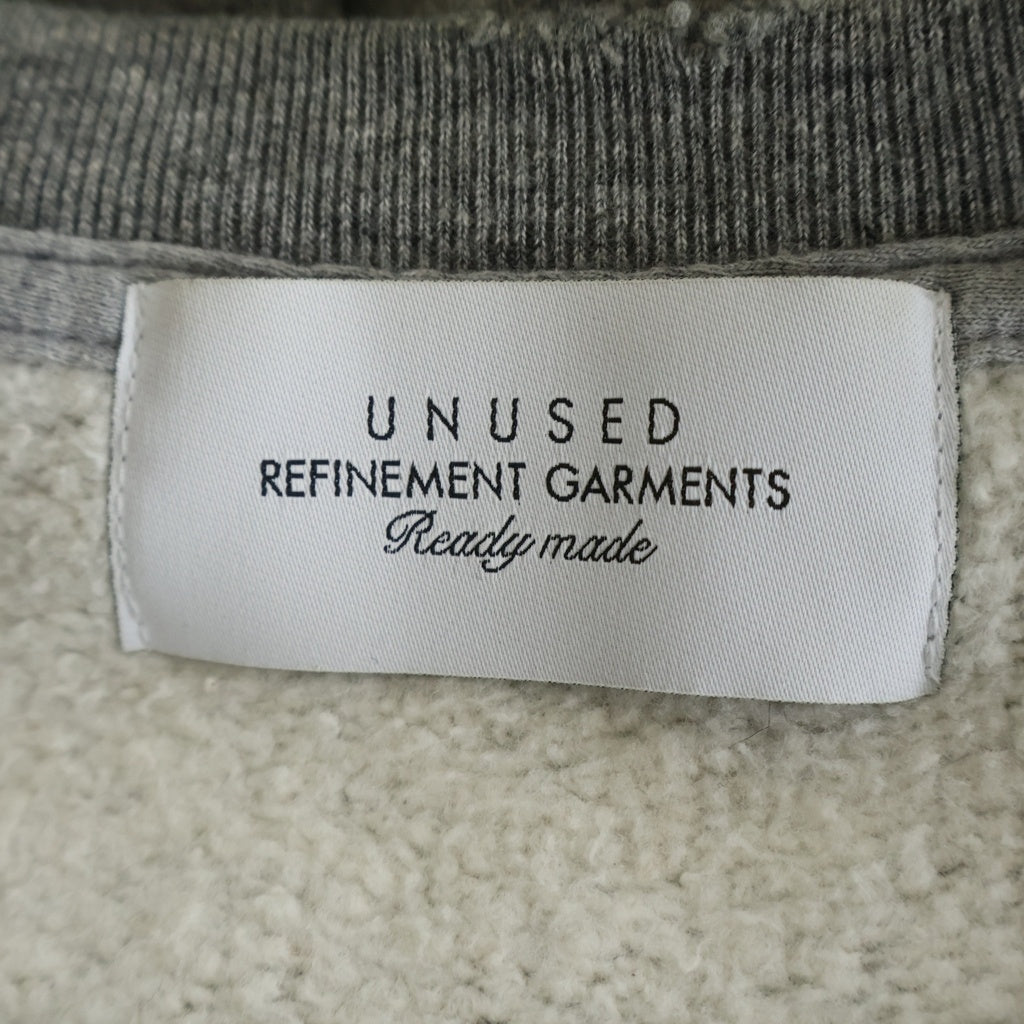 UNUSED(アンユーズド) 22AW Damaged Crewneck Sweatshirt バイオウォッシュ ダメージ加工 クルーネックスウェットシャツ トレーナー グレー US2268