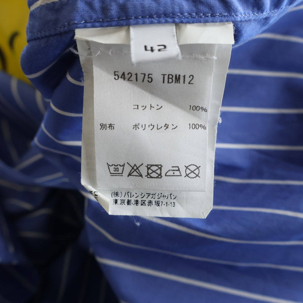 BALENCIAGA(バレンシアガ) 18AW テレフォンナンバーフロントプリント ストライプ 長袖シャツ ブルー 542175 TBM12