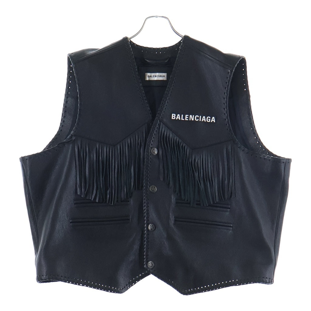 BALENCIAGA(バレンシアガ) 57 AVENUE MONTAIGNE レザー フリンジ ベストジャケット ブラック 518079 TAS02