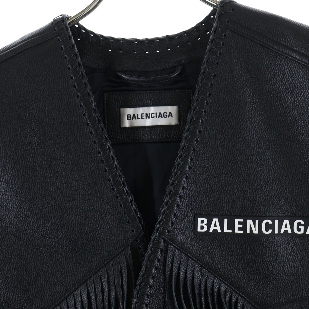 BALENCIAGA(バレンシアガ) 57 AVENUE MONTAIGNE レザー フリンジ ベストジャケット ブラック 518079 TAS02