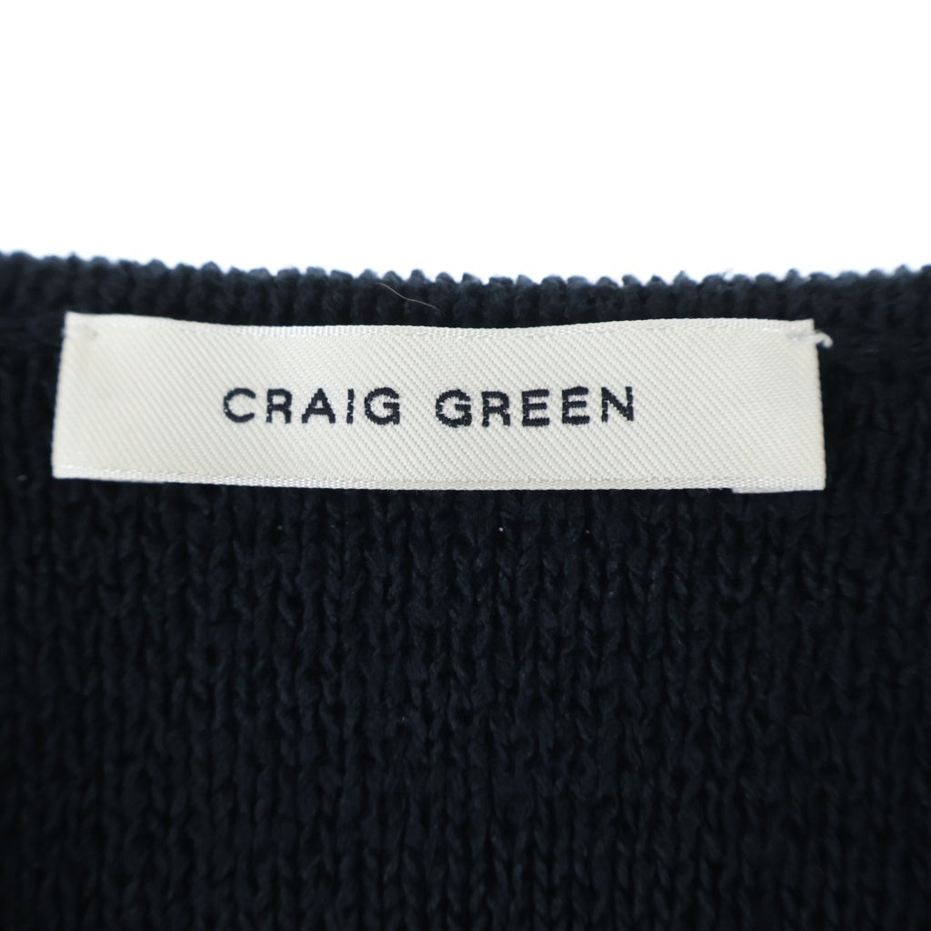 CRAIG GREEN(クレイググリーン) サイドレース Vネック コットンニットプルオーバーベスト セーター ブラック