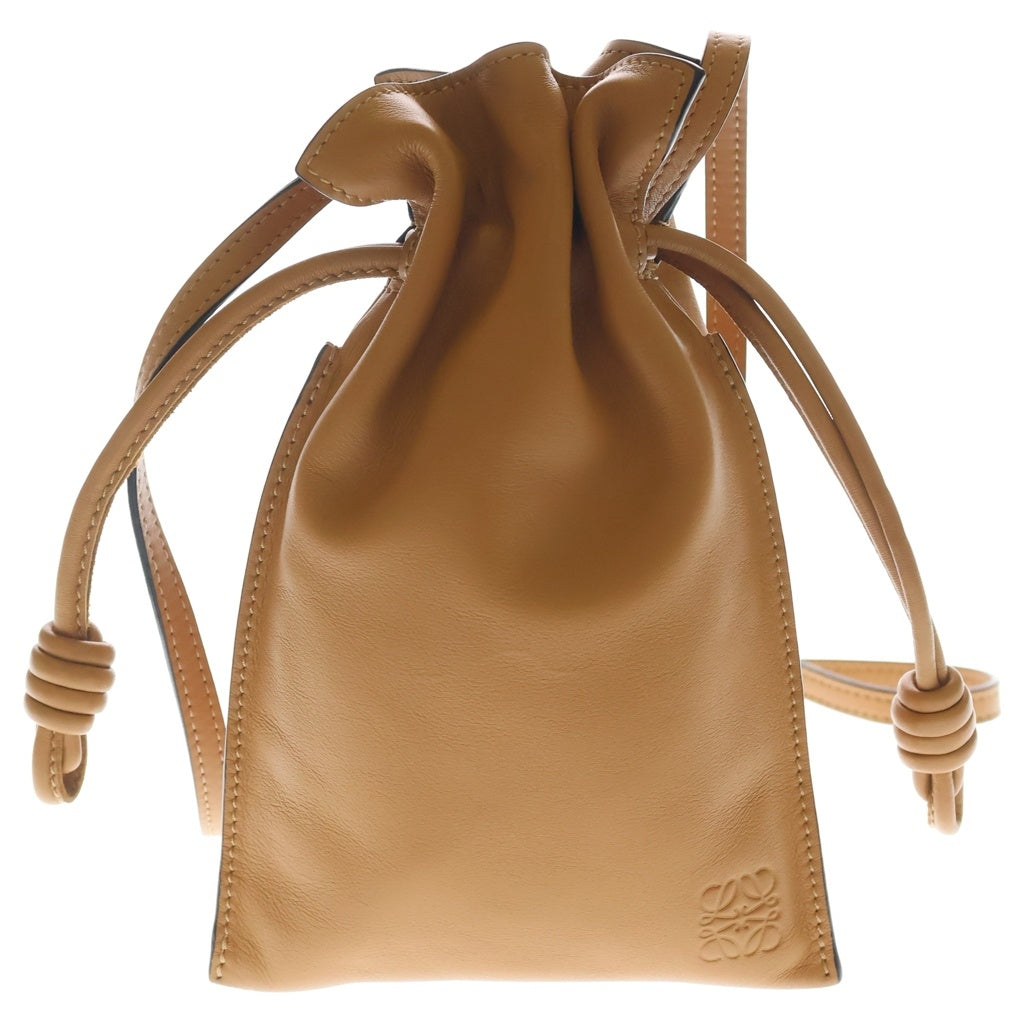 LOEWE(ロエベ) FLAMENCO POCKET フラメンコポケット レザー ロゴエンボス 巾着 バッグ ブラウン A411F10X01 レディース
